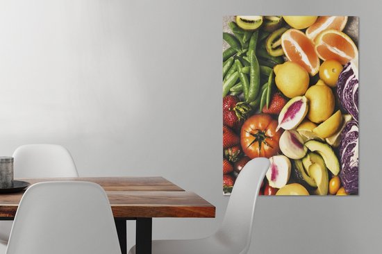Image de toile de fruits et légumes frais 2cm 60x80 cm - Tirage photo sur toile (Décoration murale salon / chambre)