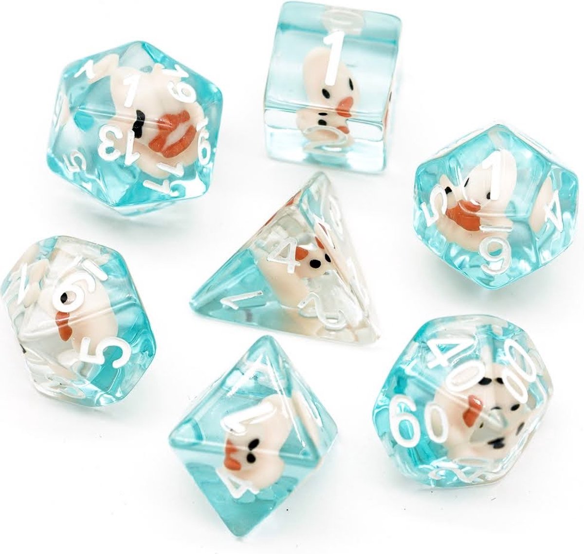 Lapi Toys - Dungeons and Dragons dobbelstenen - D&D dobbelstenen - D&D polydice - 1 set (7 stuks) - Blauw - Transparant