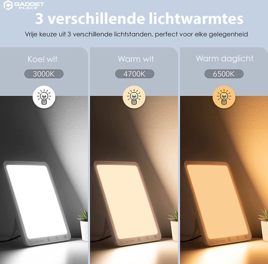Daglichtlamp met Timer & Dimfunctie - 10.000 lux - Lichttherapielamp - SAD lamp - Lichttherapie - Zonlicht lamp - Hobby lamp