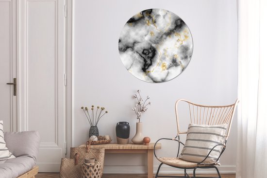 WallCircle - Wall Circle - Wall Circle Indoor - Agate - Or - Marbre - Pierres précieuses - 90x90 cm - Décoration murale - Peintures Ronds