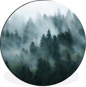 WallCircle - Cercle Mural - Cercle Mural - Brouillard - Arbres - Forêt - Aluminium - Dibond - 30x30 cm - Intérieur et Extérieur