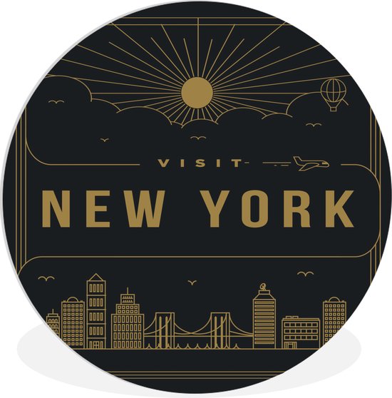 New York feuille de plastique cercle mur noir