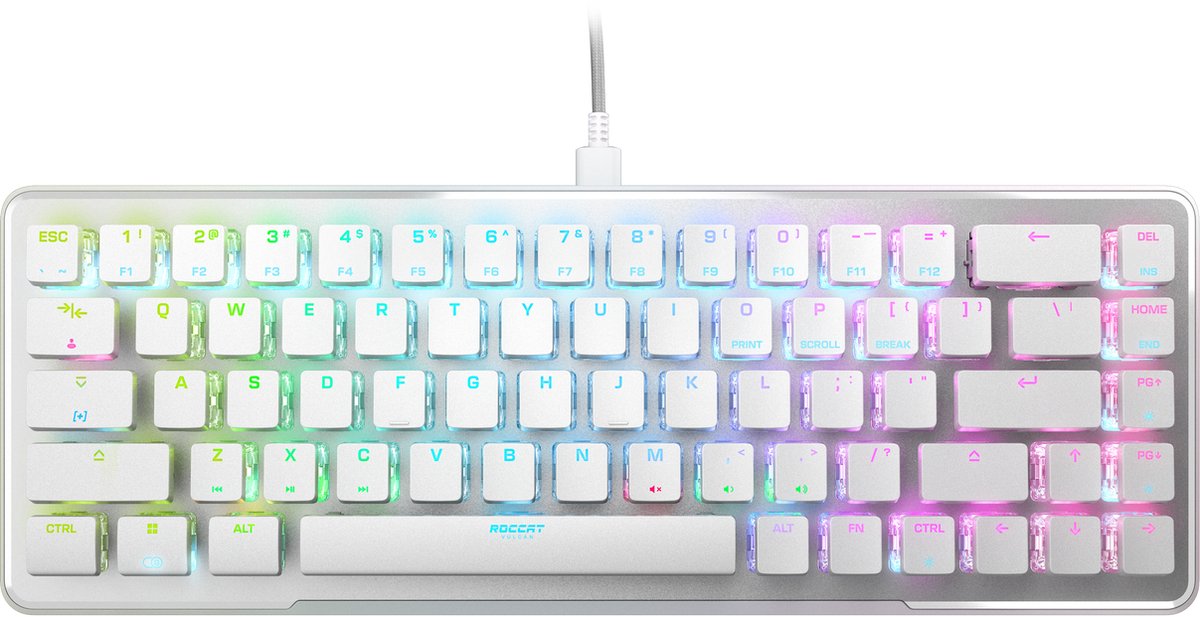 Roccat - Vulcan II Mini Mechanisch Optisch Gaming Toetsenbord Wit Wit met RGB Lightning - QWERTY amerikaans Toetsenbordindeling