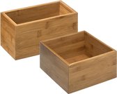 5Five - Boîtes de rangement/organisateurs de tiroirs en bambou - 2x pièces - 18x18x9,5 cm et 18x9,5 cm