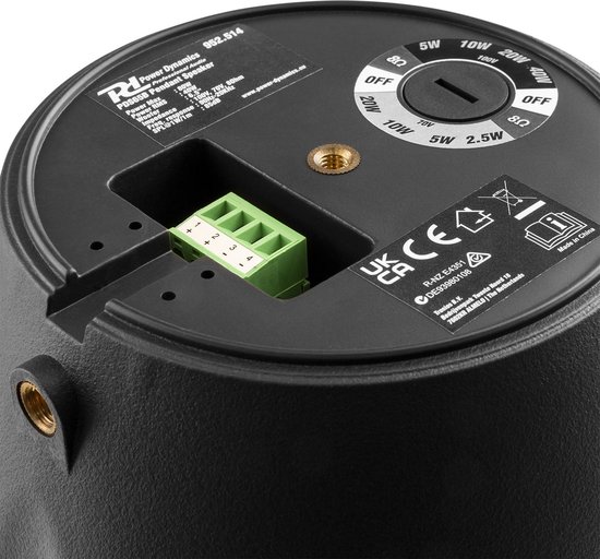 Speaker - Power Dynamics PDS65B - Hangende of wandmontage - 80W - 100V of 8 ohm - Zwart van Power Dynamics — afbeelding 2