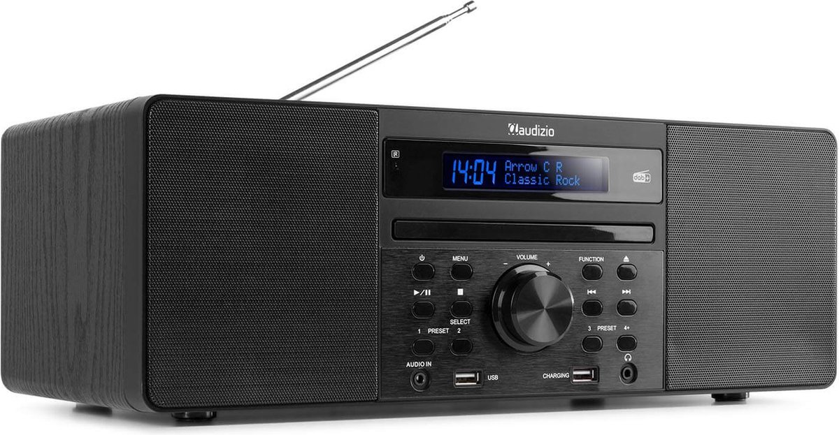 DAB radio met CD speler, Bluetooth, USB mp3 speler en radio - Stereo - Zwart - Audizio Prato - Audizio
