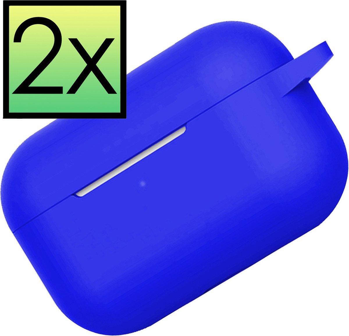 Hoes Geschikt voor AirPods Pro 2 Hoesje Cover Silicone Case Hoes - Blauw - 2x