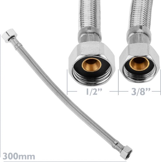 Qrity 1 Stuk 100 cm Flexibele Kraanaansluitingen, G1/2 inch Binnendraad x G1 /2 inch Buitendraad Aansluitslang, voor Toiletten, Kranen