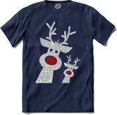 Glitter Kerst Buddy's - T-Shirt - Heren - Navy Blue - Maat XL