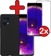 Hoesje Geschikt voor OPPO Find X5 Pro Hoesje Siliconen Case Hoes Met 2x Screenprotector - Hoes Geschikt voor OPPO X5 Pro Hoes Cover Case - Zwart