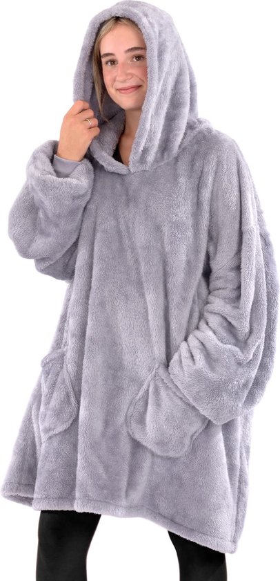 Snug Rug – Premium Oversized Hoodie Deken – Blanket met Mouwen en Capuchon – Heren en Dames – Unisex – Sherpa Fleece – Extra Soft – Lila