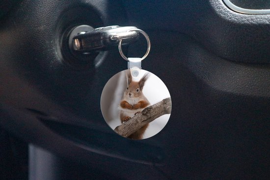 Porte-clés - Écureuil - Arbre - Flocon - Hiver - Plastique - Rond - Cadeaux à distribuer