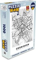 Puzzel Stadskaart - Groningen - Grijs - Wit - Legpuzzel - Puzzel 1000 stukjes volwassenen - Plattegrond