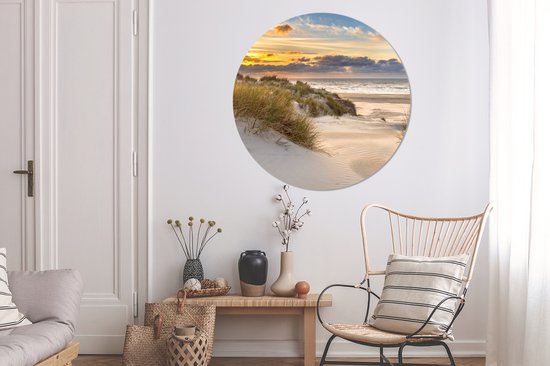WallCircle - Papier peint cercle - Papier peint autocollant - Plage - Mer - Soleil - Dune - Décoration d'intérieur - 120x120 cm - Papier peint autocollant - Papier peint rond - Décoration murale cercle - Papier peint cercle