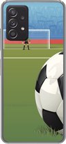 Geschikt voor Samsung Galaxy A53 5G hoesje - Een illustratie van een voetbal op het veld in het stadion - Jongens - Meiden - Kids - Siliconen Telefoonhoesje