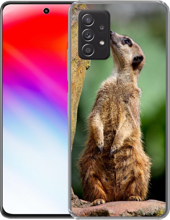 Convient pour la coque Samsung Galaxy A53 5G - Suricate - Animal - Roche - Coque de téléphone en Siliconen