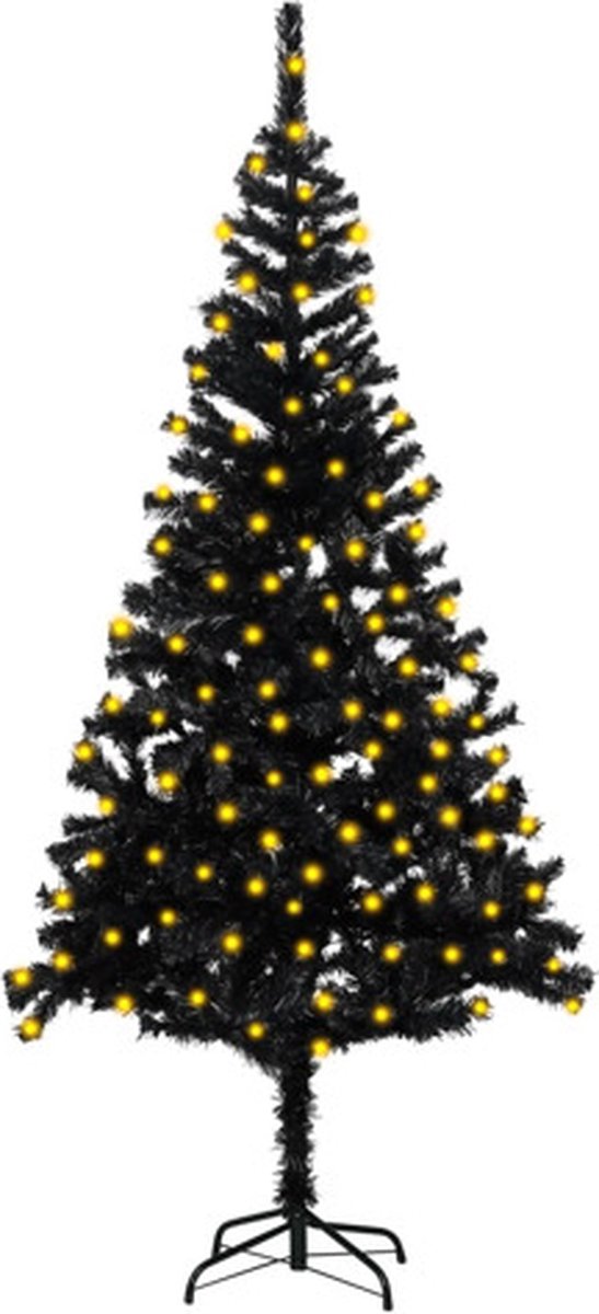 vidaXL Kunstkerstboom met LED's en standaard 180 cm PVC zwart
