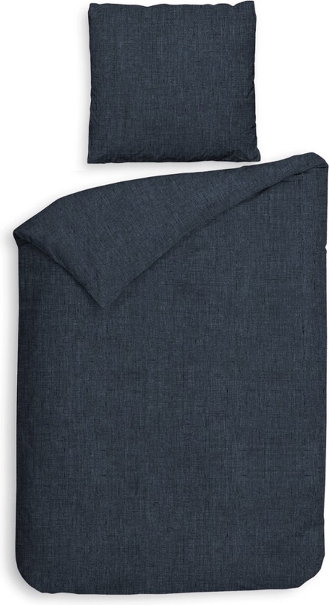 Premium luxe flanel dekbedovertrek uni Washed blauw | eenpersoons (140x200/220) | warm en hoogwaardig | ideaal tegen de kou | inclusief 2 kussenslopen