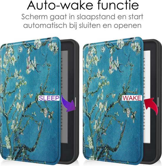 Hoes Geschikt voor Kobo Clara 2E Hoesje Bookcase Cover Book Case Hoes Sleepcover - Bloesem van Mobigear — afbeelding 4