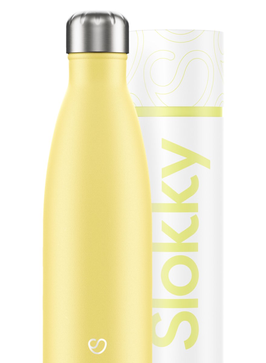 Slokky - Pastel Yellow Thermosfles & Drinkfles - 500ml