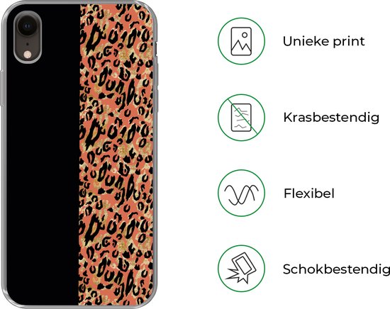 Coque iPhone XR - Imprimé Panthère - Goud - Zwart - Siliconen