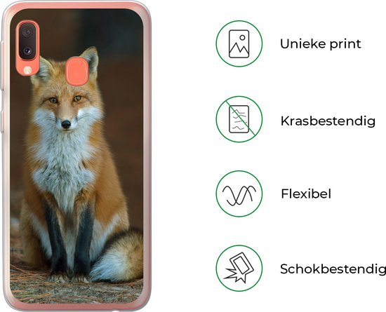 Coque Samsung Galaxy A20e - Renard - Macro - Rouge - Siliconen