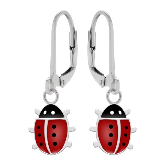 Boucles d'oreilles fille | Boucles d'oreilles pour enfants en argent | Boucles d'oreilles en argent, coccinelle