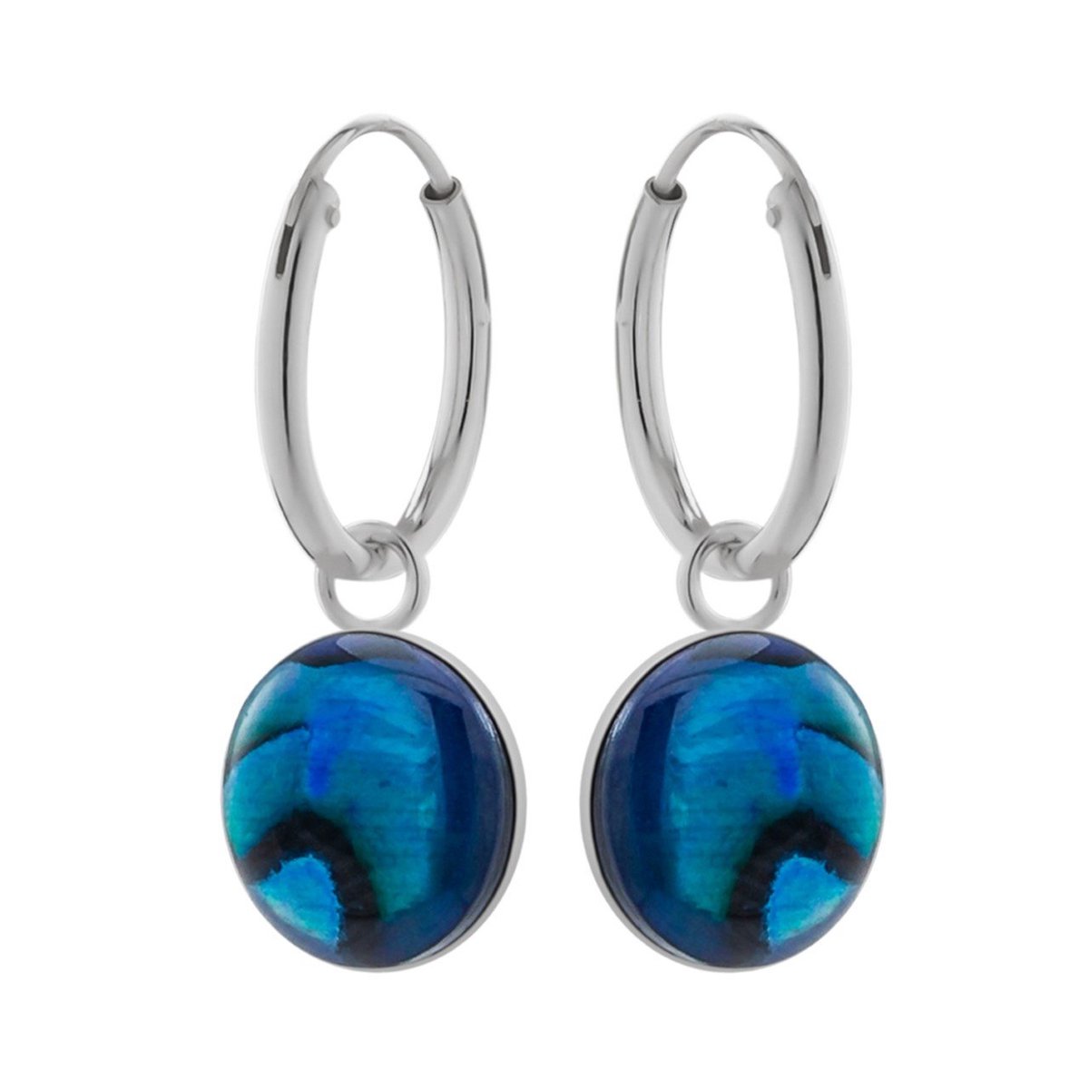 [WeLoveSilver - Zilveren oorringen - Donkerblauwe abalone - 925 zilver]