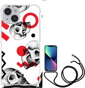 Telefoonhoesje Geschikt voor iPhone 14 Stevige Bumper Hoesje met transparante rand Skull Red