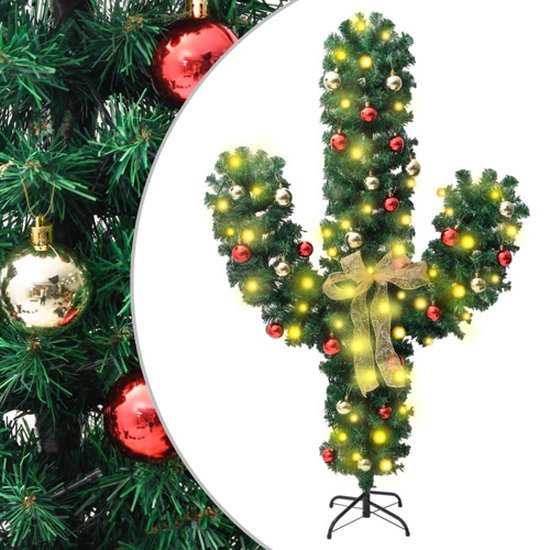 Kerstboom in vorm van CACTUS met standaard en verlichting - 150 cm