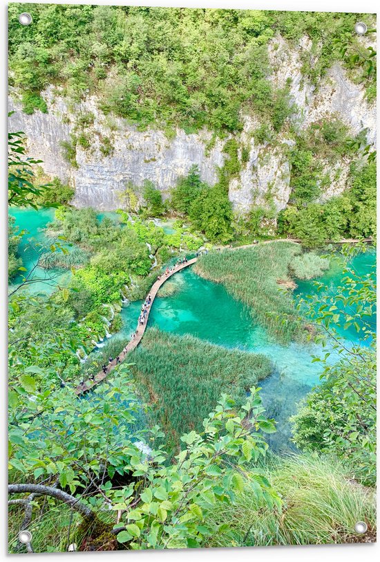 WallClassics - Tuinposter – Plitvice Lakes National Park in Kroatie  - 60x90 cm Foto op Tuinposter  (wanddecoratie voor buiten en binnen)