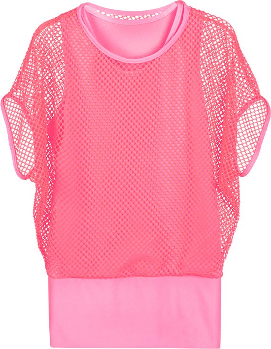 Top résille rose fluo