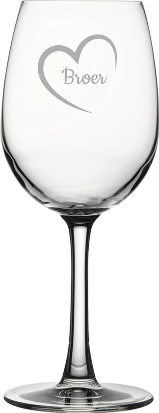 Gegraveerde witte wijnglas 36cl Broer mei hert