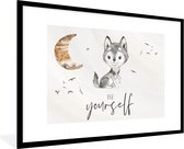 Affiche dans cadre photo enfants - Proverbes - Loup - Soyez vous-même - Enfants - Garçons - Filles - Aquarelle - Décoration murale garçons - 120x80 cm - Décoration chambre d'enfant