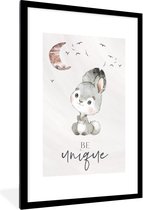 Affiche dans cadre photo enfant - Citations - Enfants - Soyez unique - Garçons - Filles - Aquarelle - Affiche chambre d'enfant - Décoration murale filles - 60x90 cm - Décoration pour chambres d'enfants