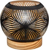 Atmosphera Sphere Lampe de table à LED sur socle en bois - Lampe - Eclairage d'ambiance - A pile
