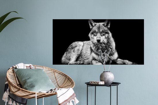 Stickers Stickers muraux - Animaux sauvages - Loup - Zwart - Wit - 80x40 cm - Feuille adhésive