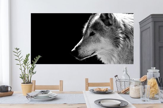 Stickers muraux - Film autocollant - Animaux sauvages - Loup - Zwart - Wit - 120x60 cm - Film adhésif - Stickers muraux Chambre d'enfant - Papier peint autocollant