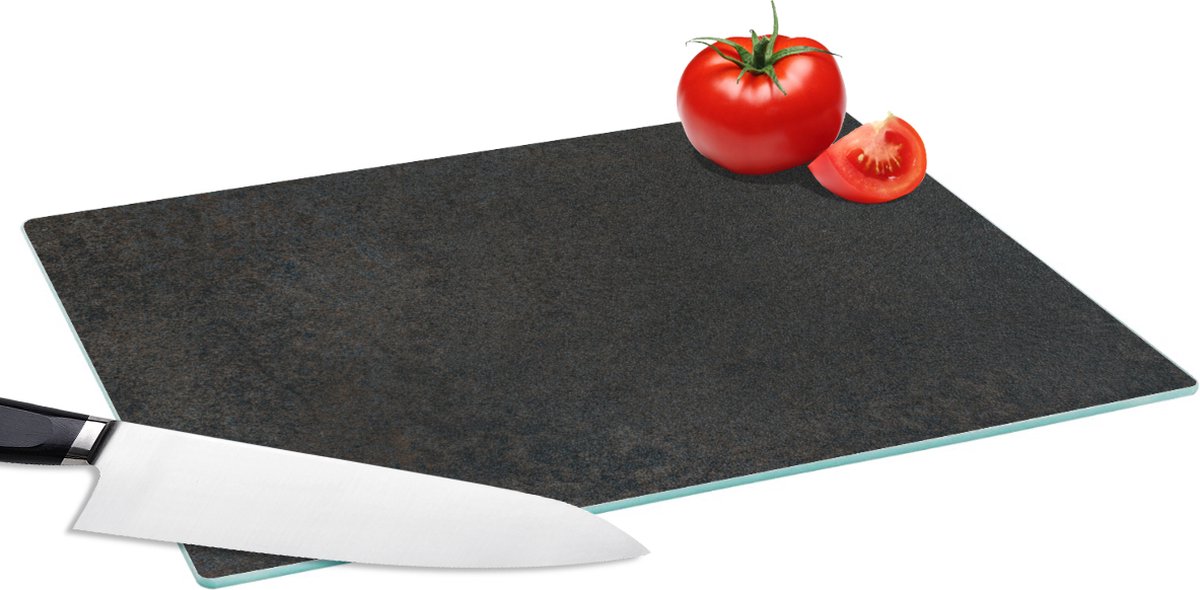 Glazen Snijplank - 39x28 - Industrieel - Beton - Grijs - Structuren - Retro - Snijplanken Glas