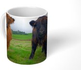 Mok - Koffiemok - Schotse hooglander - Koeien - Natuur - Groen - Gras - Mokken - 350 ML - Beker - Koffiemokken - Theemok