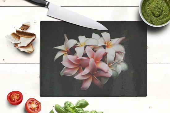 Planche à découper en Verres - 28x20 - Fleurs - Rose - Zwart - Flora - Botanique - Planches à découper en Glas