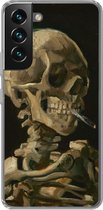 Geschikt voor Samsung Galaxy S22 Plus hoesje - Kop van een skelet met brandende sigaret - Vincent van Gogh - Siliconen Telefoonhoesje