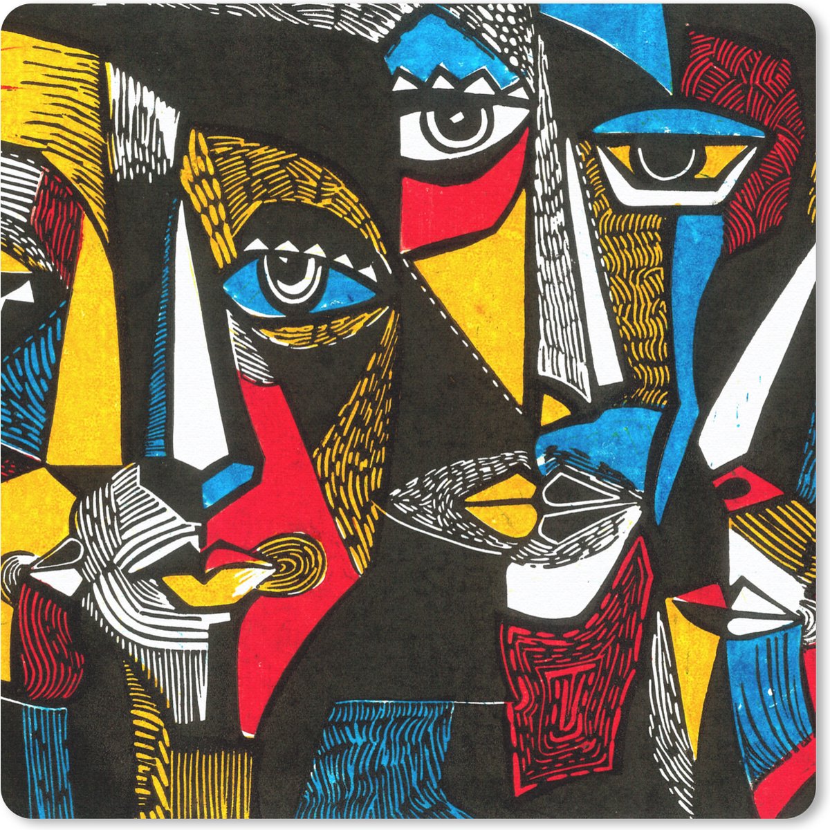 Muismat 30x30 cm - Mousepad Schilderij - Olieverf - Kubisme - Muismatten