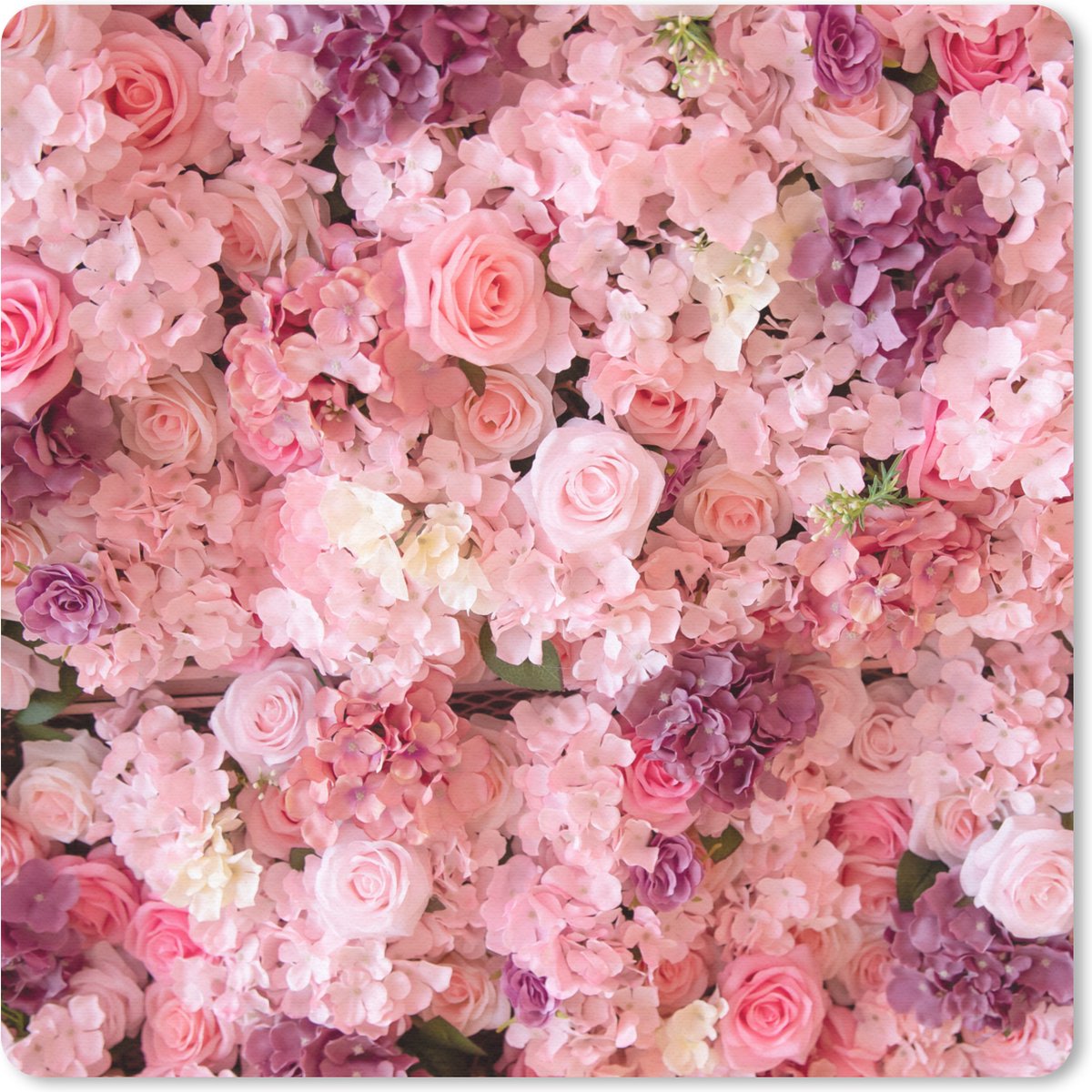 Muismat 30x30 cm - Mousepad Bloemen - Roze - Rozen - Muismatten