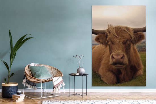 Tableau sur toile Highlander écossais - Animaux - Berg - 120x180 cm - Décoration murale XXL