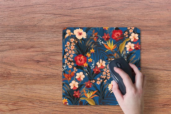 Muismat 30x30 cm - Mousepad Bloemen - Hibiscus - Tropisch - Patroon - Muismatten