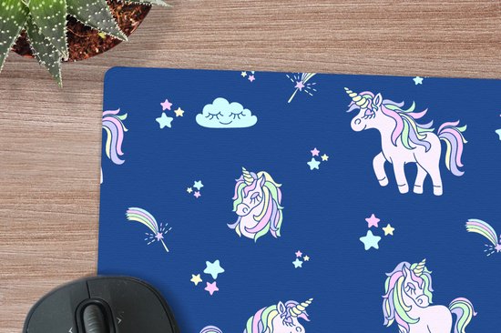Tapis de souris 23x19 cm - Unicorn - Étoiles - Motif - Tapis de souris