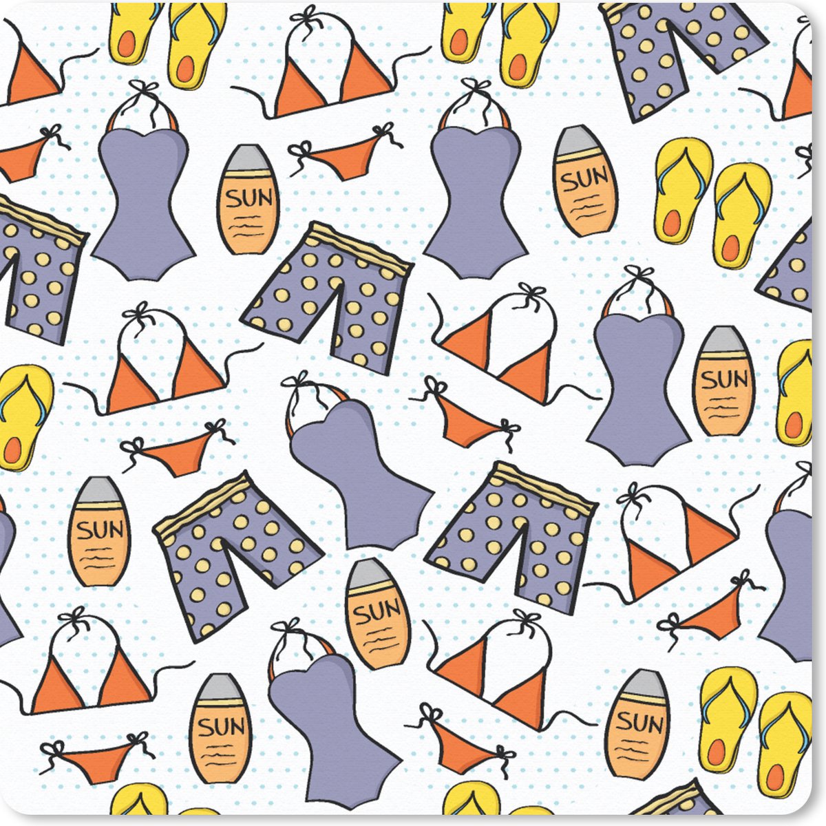 Muismat 20x20 cm - Mousepad Badkleding - Patronen - Zomer - Muismatten