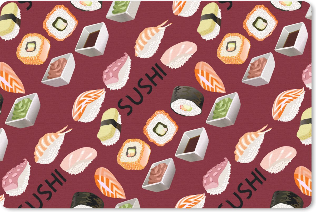 Muismat 27x18 cm - Mousepad Patroon - Sushi - Japan - Quotes - Muismatten
