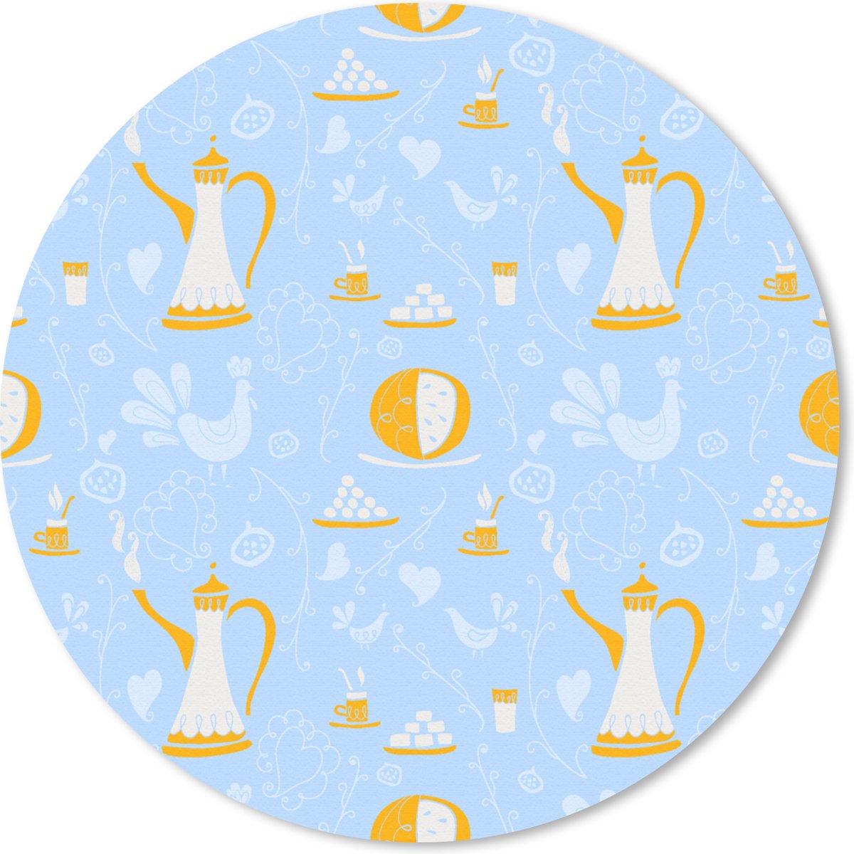 Muismat rond 40x40 cm - Mousepad Patronen - High tea - Thee - Ronde muismatten